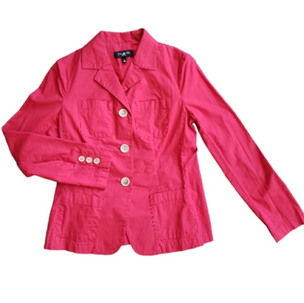 Talbots Petites Size 2P Red Blazer Jacket 3 Button Collar Pockets
